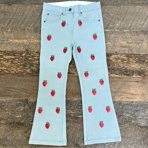 Light Blue Jeans with Strawberry Print